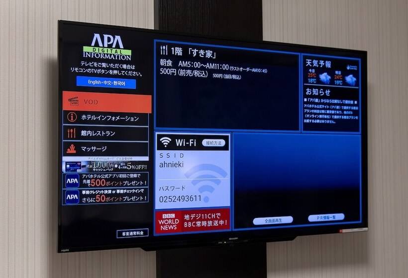 スタンダードシングルルーム, Apa Hotel Niigata
