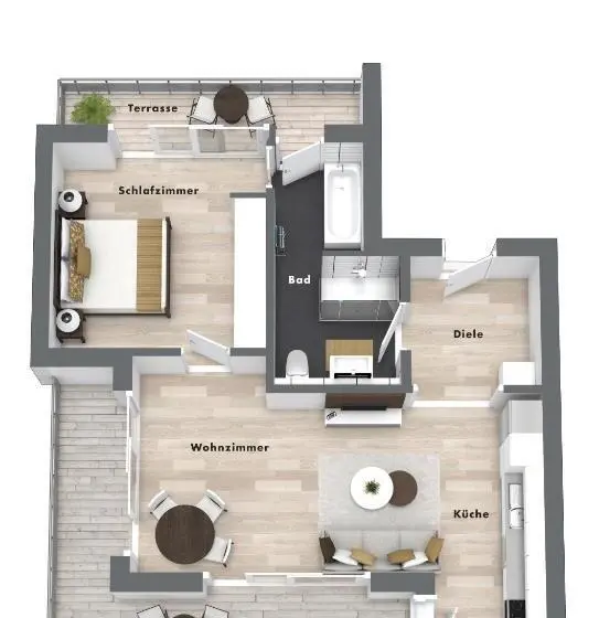 1ベッドルームペントハウスアパート, Primera Apartments