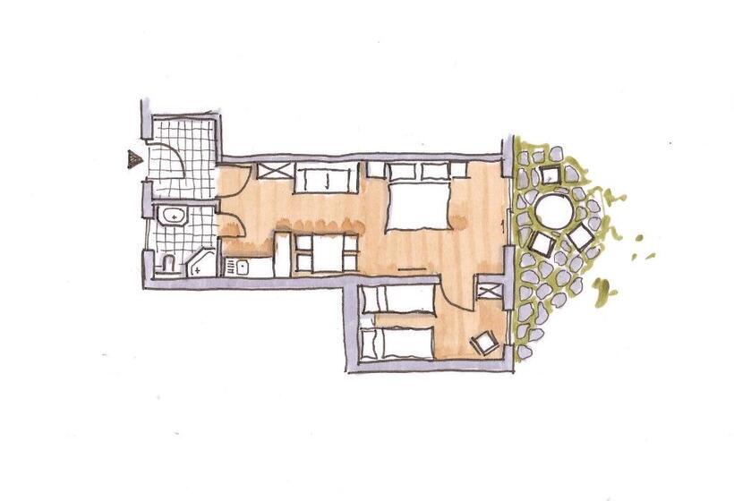 침실 1개 테라스 아파트, Romantik Pension Lehrberg