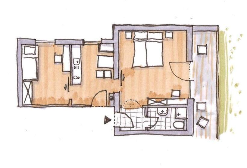 발코니가 있는 2 베드룸 아파트, Romantik Pension Lehrberg