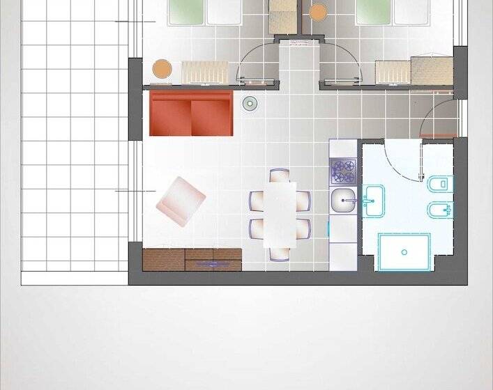 Апартаменты 2 Спальни с Балконом, Residence Cavalluccio Marino