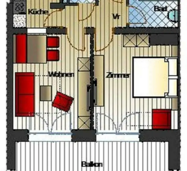 آپارتمان 1 خوابه با بالکن, Aparthotel Rubinius