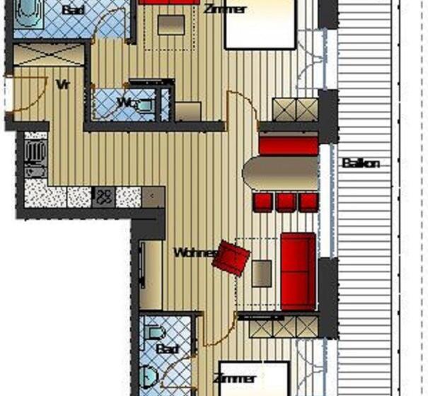 발코니가 있는 2 베드룸 아파트, Aparthotel Rubinius