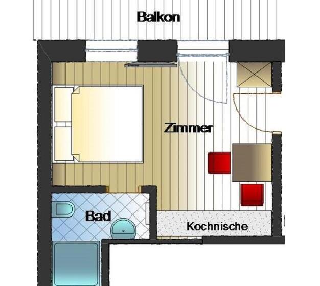 침실 1개 발코니 아파트, Aparthotel Rubinius