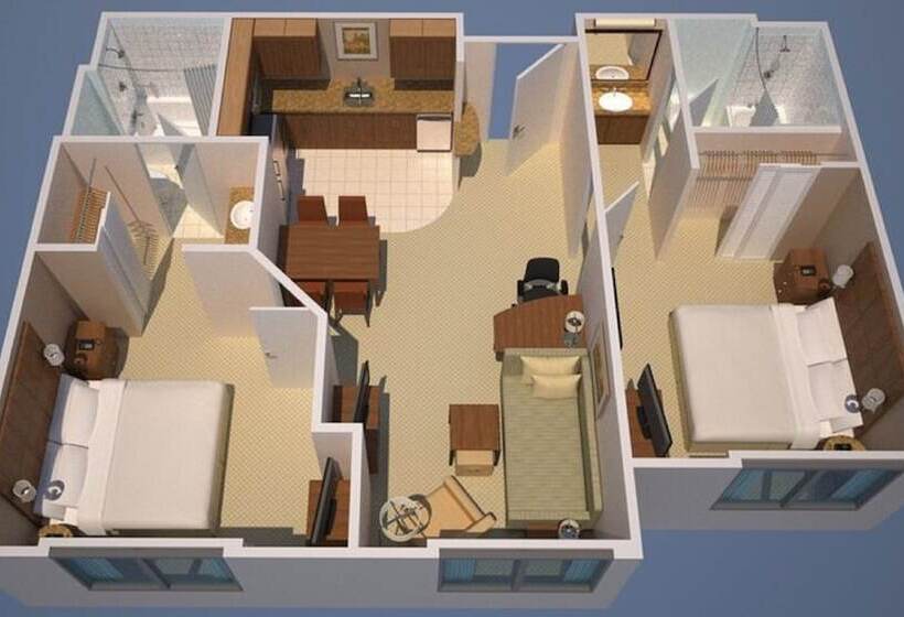 带2个卧室的套房, Residence Inn Dulles Airport At Dulles 28 Centre