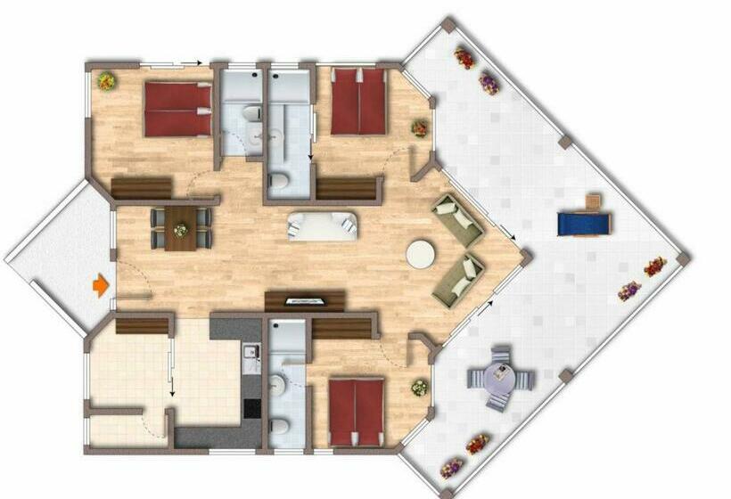 דירת 3 חדרים נוף לים, Dream Beach Cumbuco Oceanfront Apartments