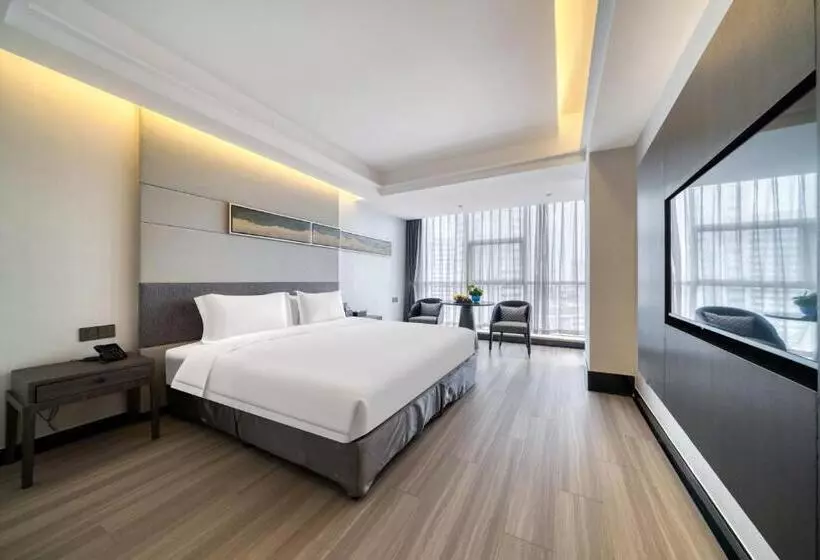 キングサイズベッド、シティビューデラックスルーム, Yiwu International Mansion