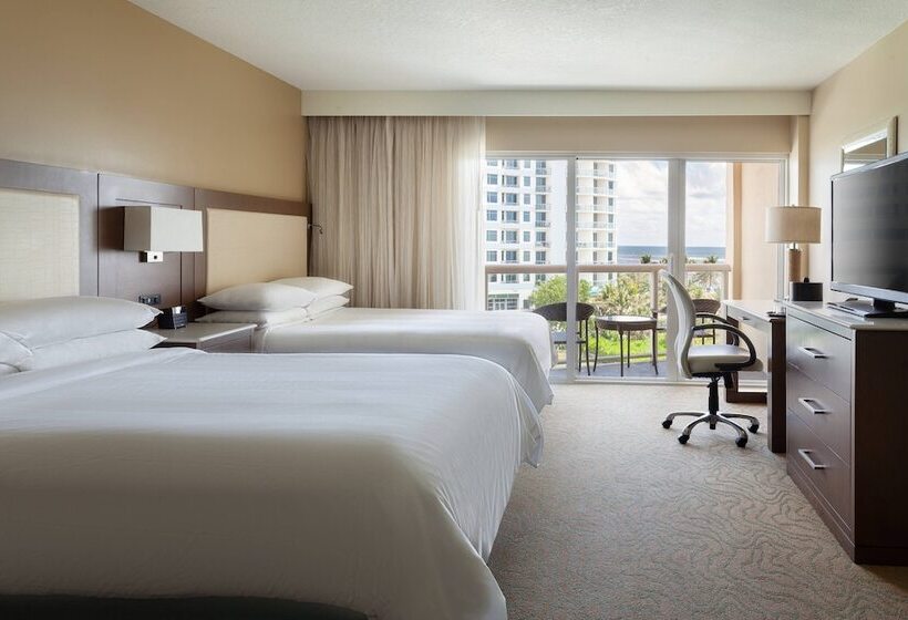 带2个双人床的标准工作室, Fort Lauderdale Marriott Pompano Beach Resort And Spa