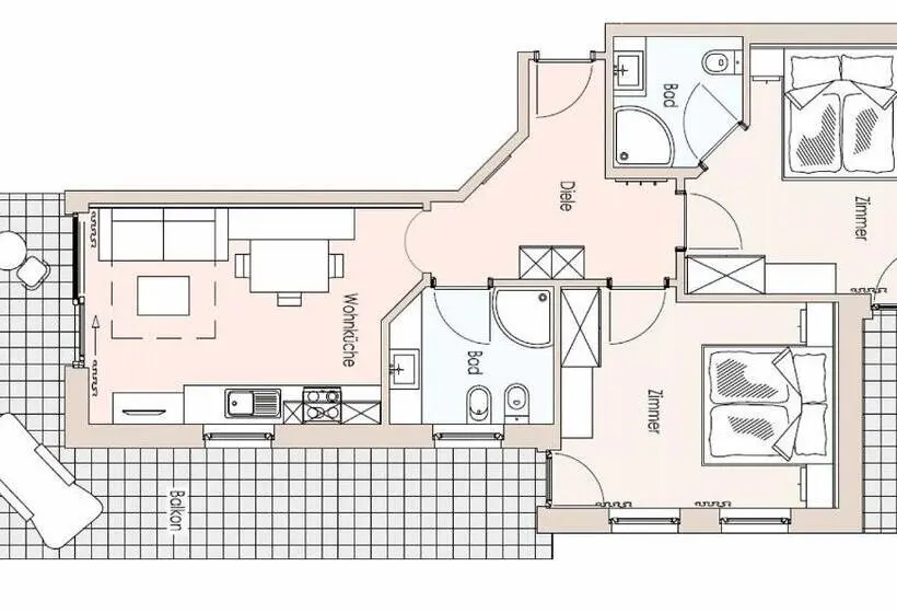 ２ベッドルームアパートメント, Amelia Apartments