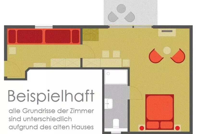 １ベッドルームアパートメント, Hofhotel Krähenberg