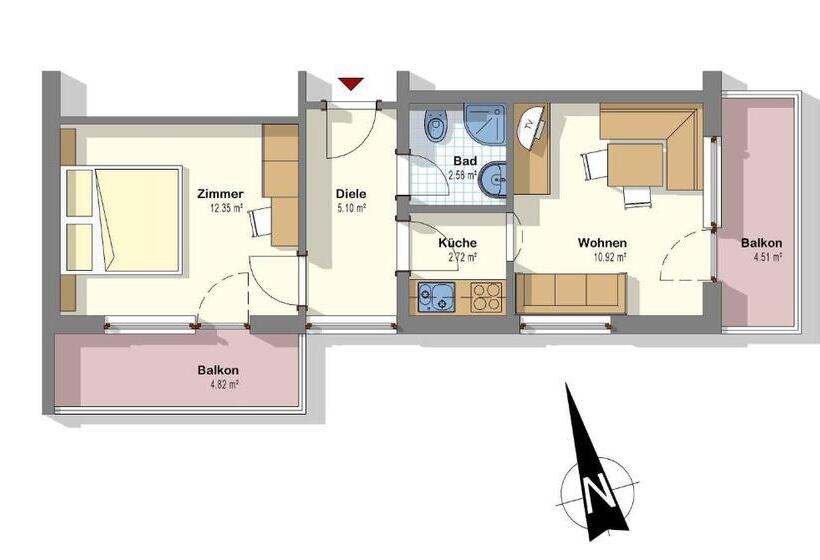 דירת קומפורט חדר שינה 1, Pension Alpina