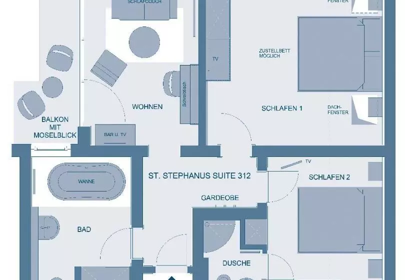 バルコニー付きジュニアスイート, Weinhotel St. Stephanus