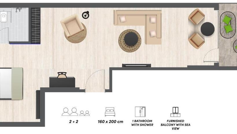 Студия Стандарт Вид на Море, Olive Villas Beach