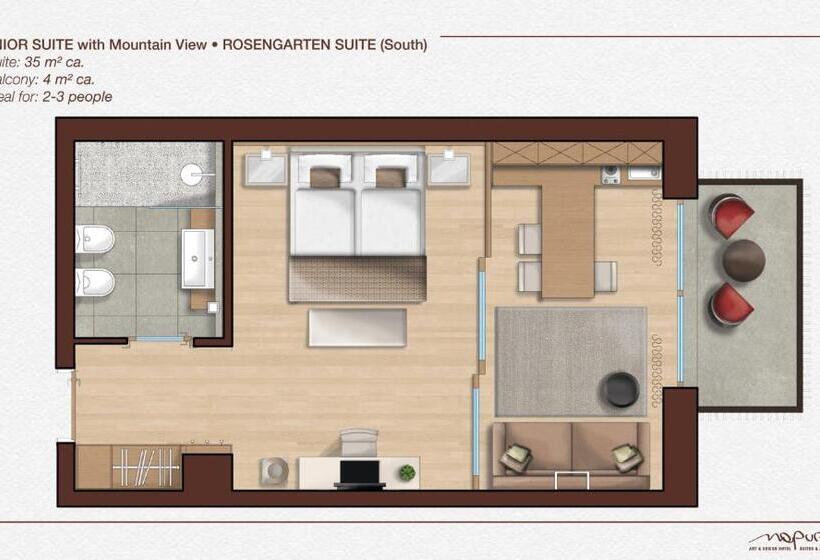 سوئیت جونیور با چشمانداز کوهستان, Art & Design Hotel Napura