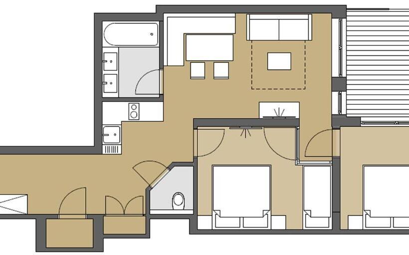 带阳台两卧公寓, Schranz