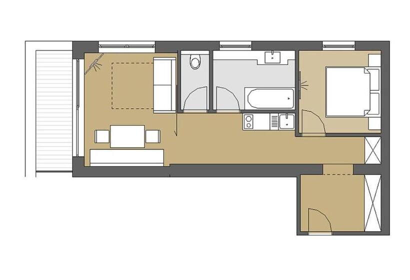 带1个卧室的带阳台的公寓, Schranz