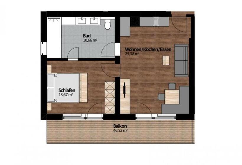 Апартаменты 1 Спальня с Балконом, Rustika   Appartements & Spa
