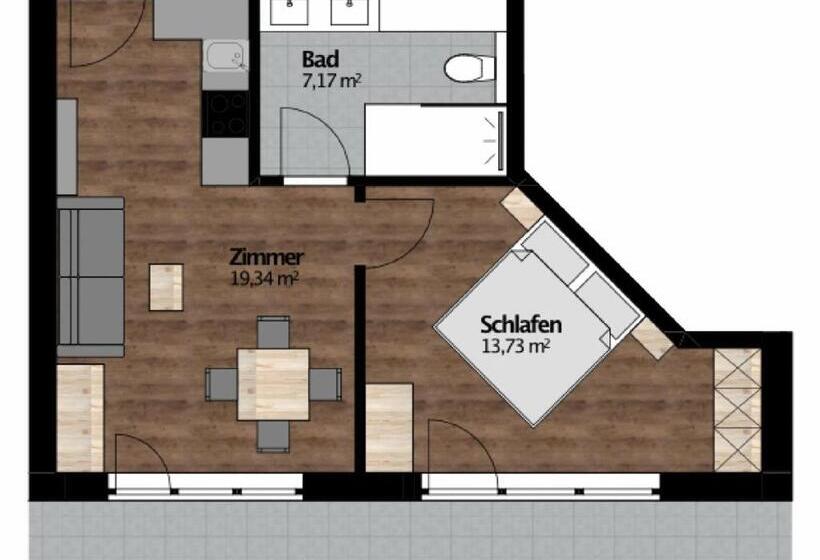 带1个卧室的带阳台的公寓, Rustika   Appartements & Spa