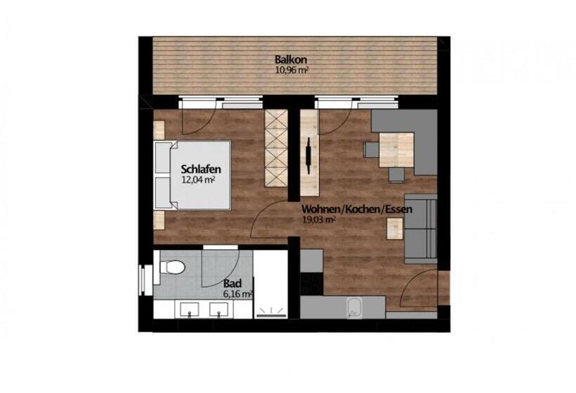 带1个卧室的带阳台的公寓, Rustika   Appartements & Spa