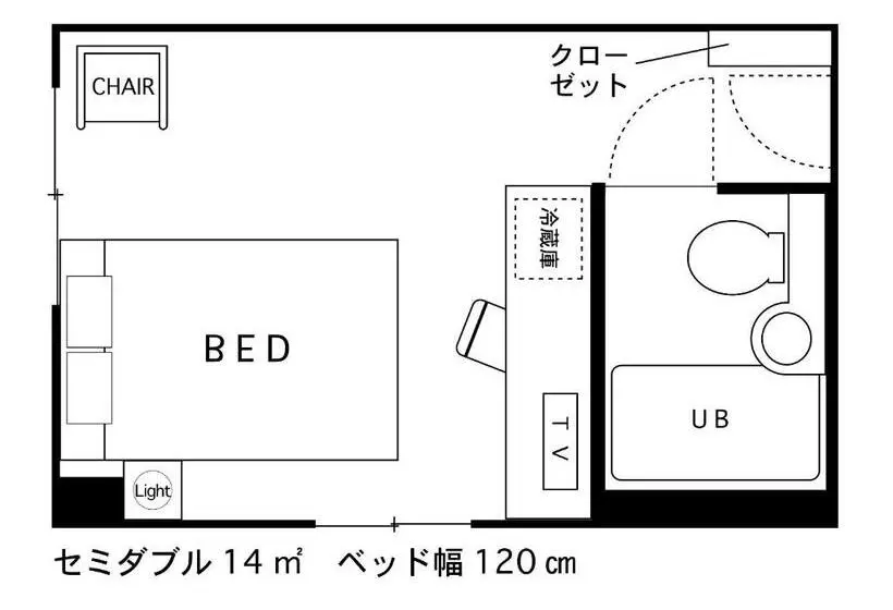 ダブルベッドのベーシックルーム, Areaone Takamatsu