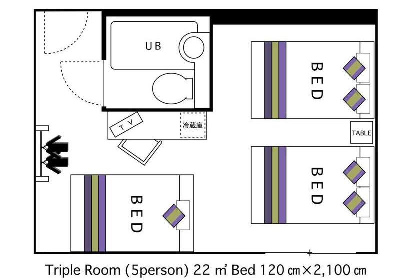 스탠다드 트리플 룸, Areaone Oita