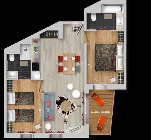 Апартаменты 2 Спальни, Montana Lodge