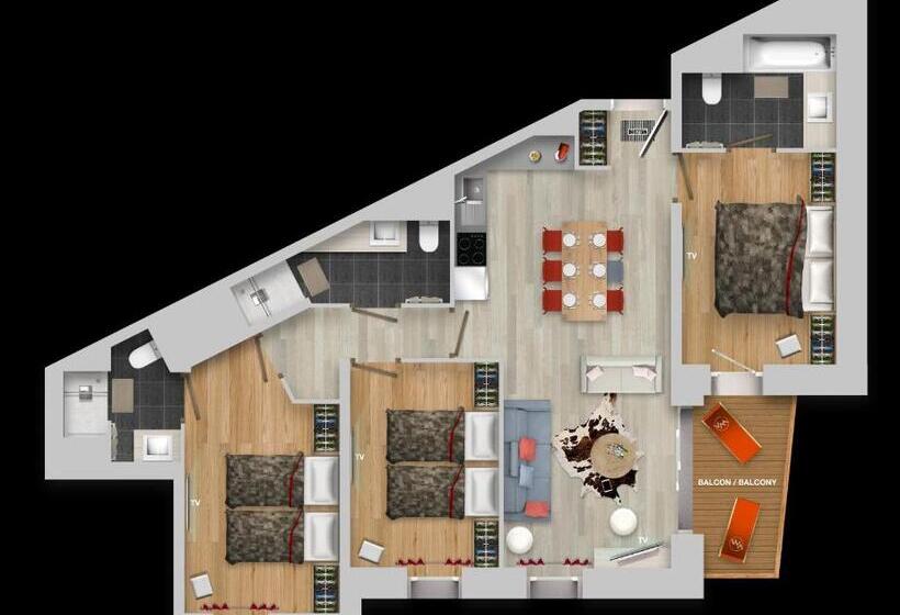 Апартаменты 3 Спальни, Montana Lodge