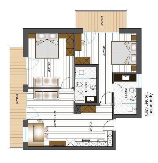 带1个卧室的公寓, Balgnerhof