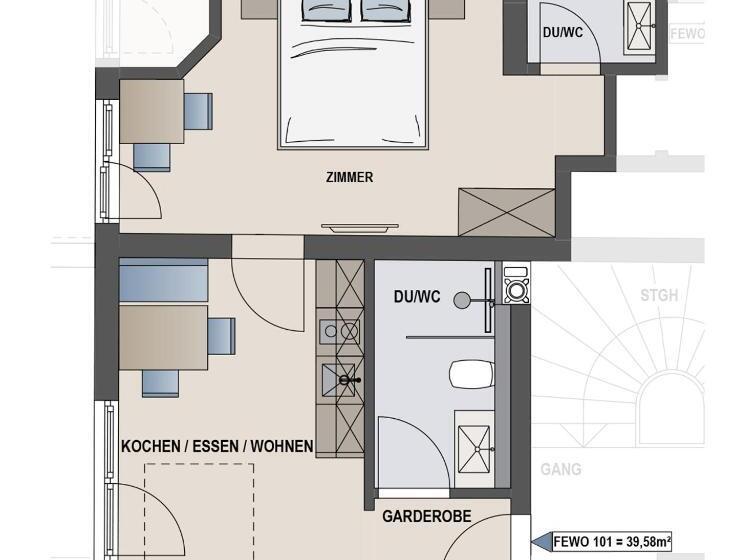 Апартаменты 1 Спальня, Appartements Kardona