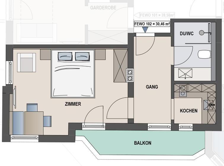 Апартаменты 1 Спальня, Appartements Kardona