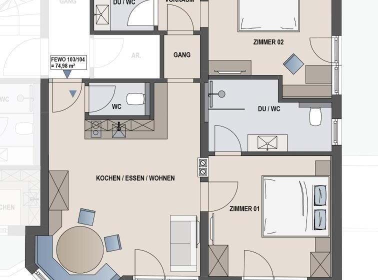 Апартаменты 1 Спальня, Appartements Kardona