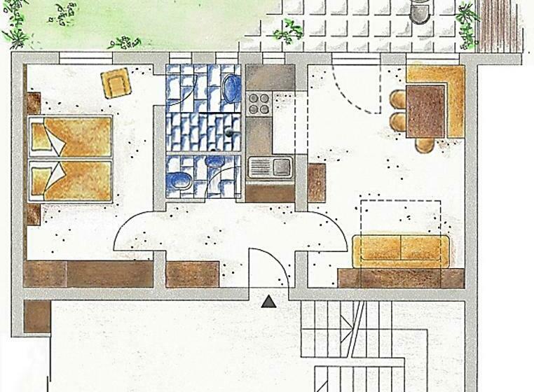 شقة غرفة واحدة مزودة بتراس, Rundeck