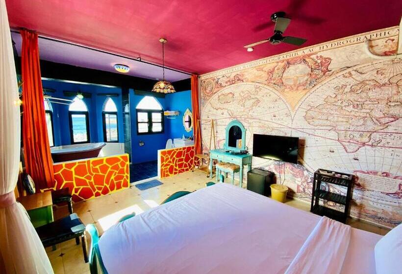 اتاق لوکس با چشم‌انداز دریا, 綠島寧靜海潛水 城堡館 Twinkleocean Diving Hostel