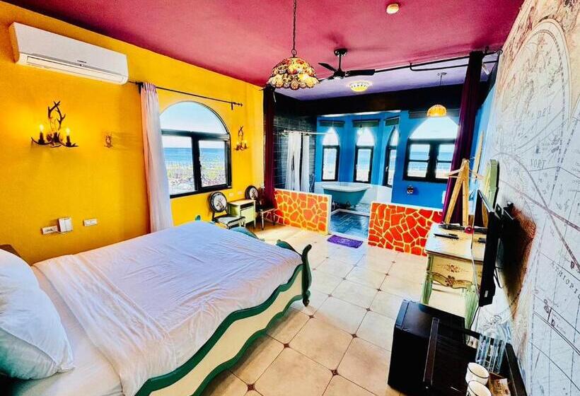 اتاق لوکس با چشم‌انداز دریا, 綠島寧靜海潛水 城堡館 Twinkleocean Diving Hostel