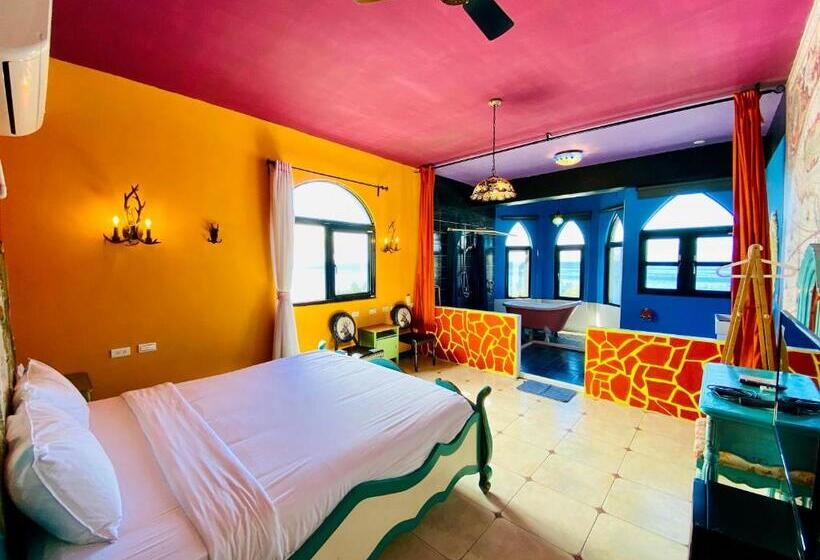 اتاق لوکس با چشم‌انداز دریا, 綠島寧靜海潛水 城堡館 Twinkleocean Diving Hostel