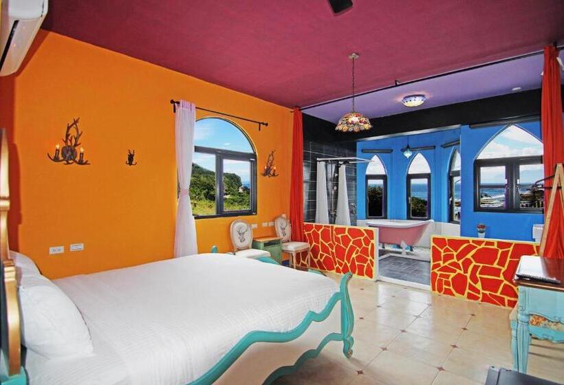 اتاق لوکس با چشم‌انداز دریا, 綠島寧靜海潛水 城堡館 Twinkleocean Diving Hostel