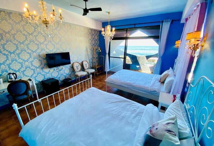 اتاق استاندارد چهار تخته با چشم‌انداز دریا, 綠島寧靜海潛水 城堡館 Twinkleocean Diving Hostel