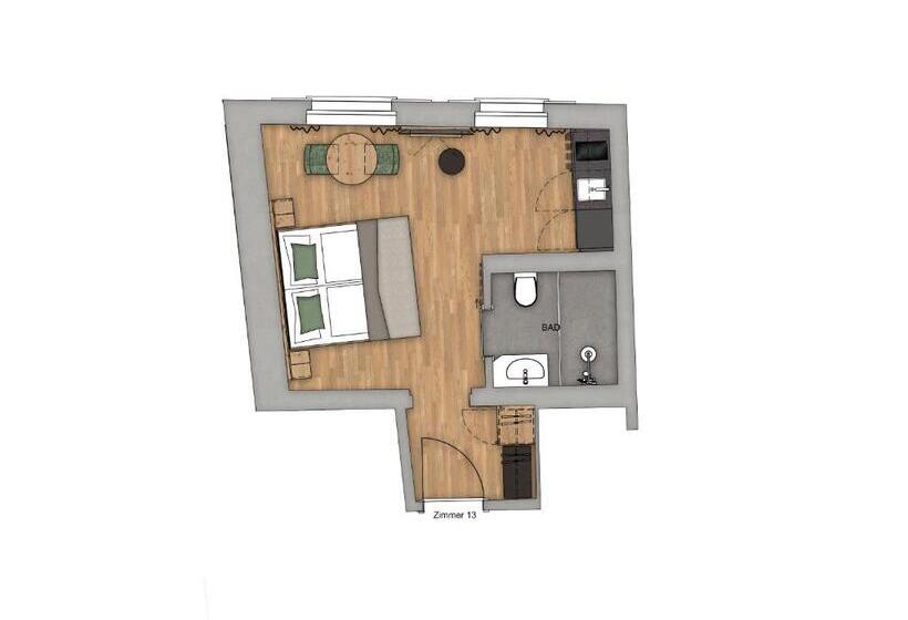 디럭스 룸 킹사이즈 침대, Appart Hotel Pitschonia Self Check In