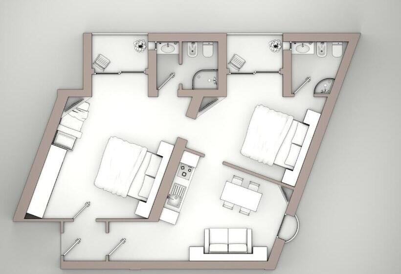 ２ベッドルームアパートメント, & Residence Continental