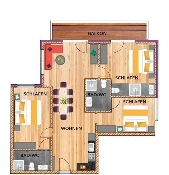 Апартаменты 3 Спальни, Apart Und Wellnesshotel Dachsteinresort