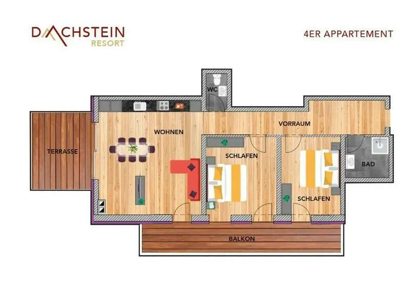 ペントハウス2ベッドルームアパート, Apart Und Wellnesshotel Dachsteinresort
