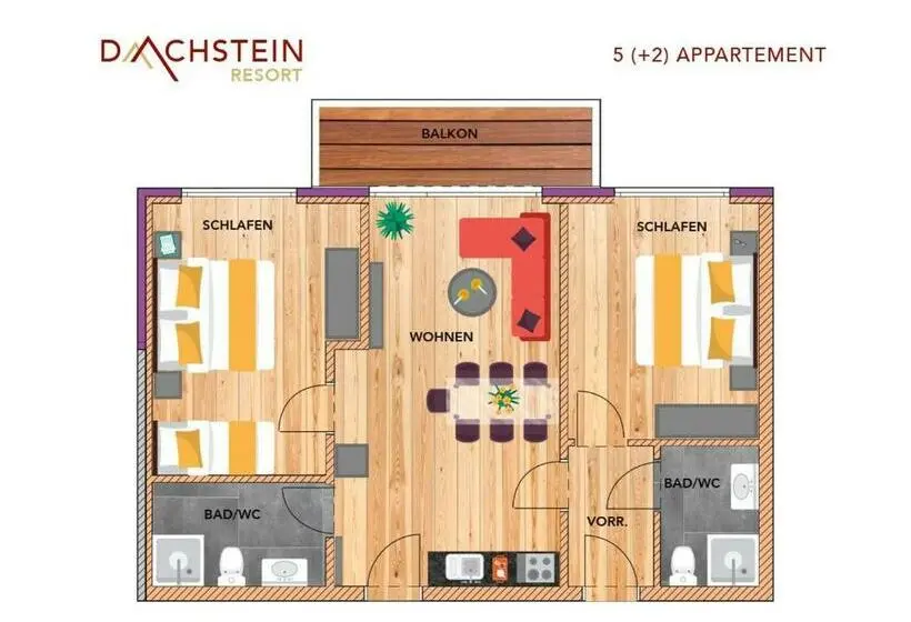 2ベッドルームアパートメント, Apart Und Wellnesshotel Dachsteinresort