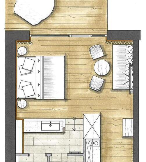 １ベッドルームのデラックスアパートメント, Ferienanlage Central