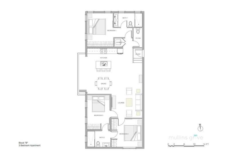 آپارتمان 1 خوابه با چشمانداز باغ, Mullins Grove Luxury Apartments