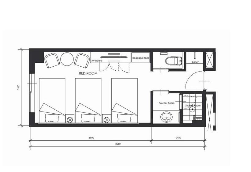 스탠다드 트리플 룸, Winery Hotel And Condominium Hitohana