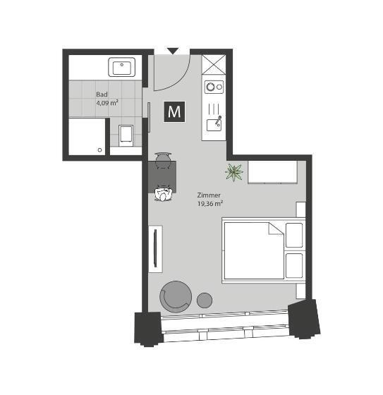 آپارتمان 1 خوابه, überfluss Serviced Apartments