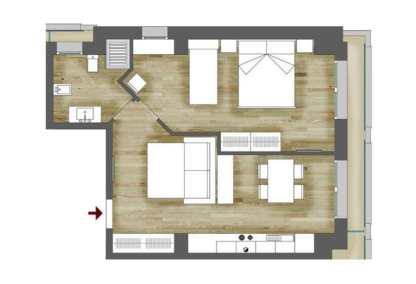 带1个卧室的带阳台的公寓, Residence Armony