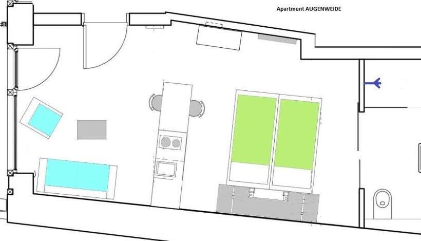 침실 1개 발코니 아파트, 1463 Apartmenthaus