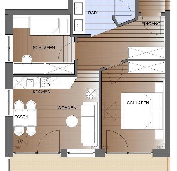 침실 2개 아파트, Wagner S Apart