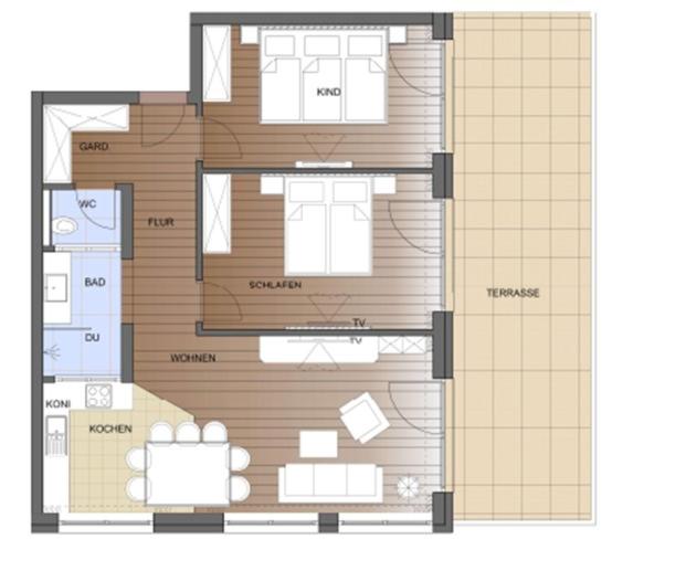 침실 2개 아파트, Wagner S Apart